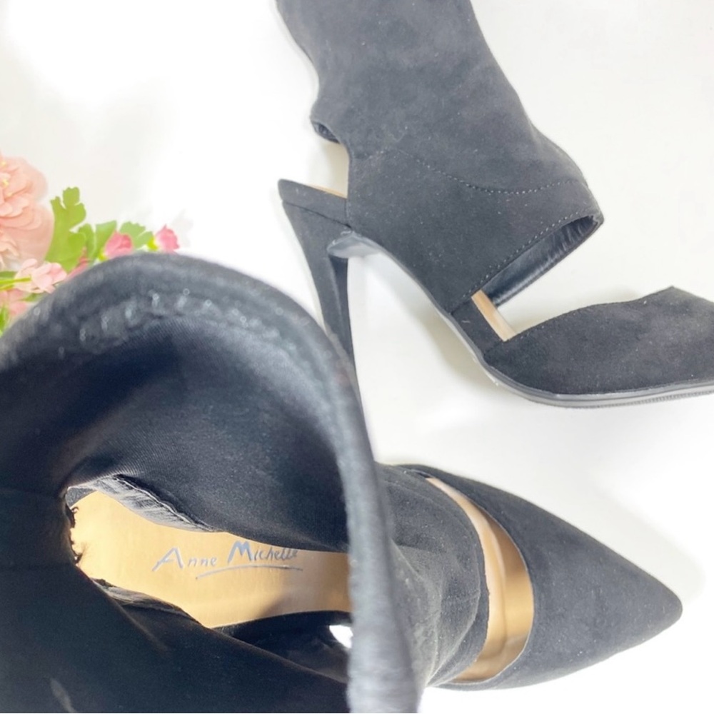 ANNE MICHELLE Dedicate Black Suede Pointed
Toe Stiletto Heel Bootie - Picture 7 of 9